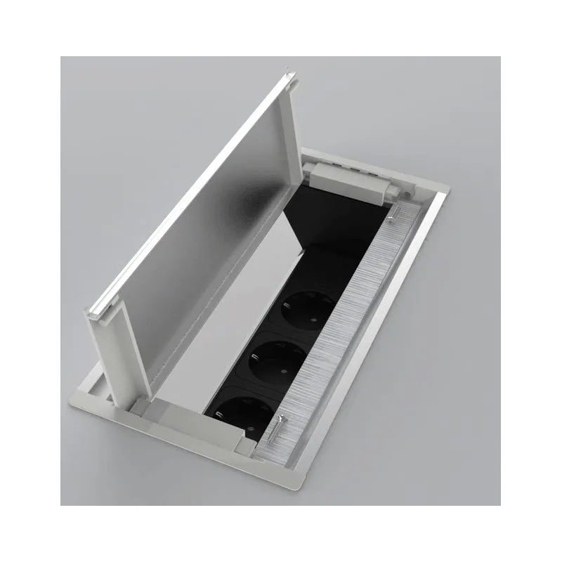 Prise escamotable avec passe-câbles VERSAFLAP 3x230V / Aluminium