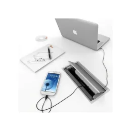 Prise escamotable avec passe-câbles VERSAFLAP 3x230V / Aluminium