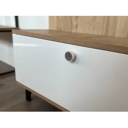 Bouton de meuble en bois ARSIA / Blanc – motif quadrillé