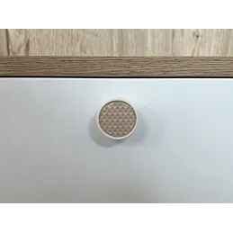 Poignée bouton en bois ARSIA / Blanc – triangles