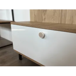 Poignée bouton en bois ARSIA / Blanc – triangles