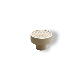 Poignée bouton en bois ARSIA / Blanc – triangles