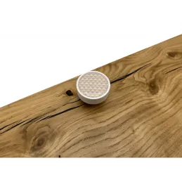Poignée bouton en bois ARSIA / Blanc – triangles