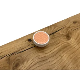 Bouton de meuble en bois ARSIA / Blanc – motif sapin orange