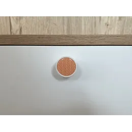 Bouton de meuble en bois ARSIA / Blanc – motif sapin orange