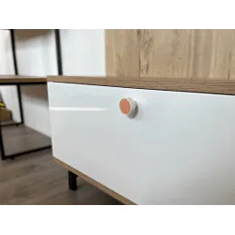 Bouton de meuble en bois ARSIA / Blanc – motif sapin orange