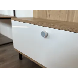 Poignée bouton en bois ARSIA / Blanc – motif sapin bleu