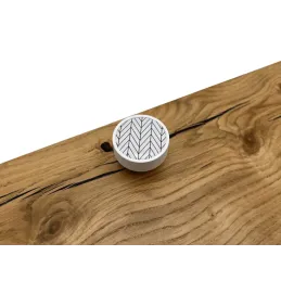 Poignée bouton en bois ARSIA / Blanc – motif sapin blanc