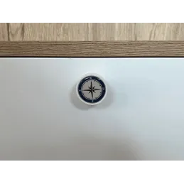 Poignée bouton en bois ARSIA / blanche – motif boussole