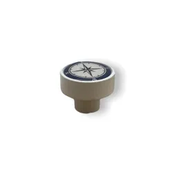 Poignée bouton en bois ARSIA / blanche – motif boussole