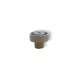 Poignée bouton en bois ARSIA / blanche – motif boussole