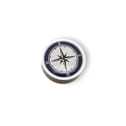 Poignée bouton en bois ARSIA / blanche – motif boussole