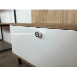 Poignée bouton en bois ARSIA / blanche – motif boussole