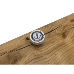 Bouton de meuble en bois ARSIA / Blanc – motif ancre