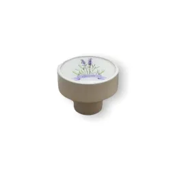Bouton de meuble en bois ARSIA / Blanc – motif lavande