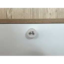 Bouton de meuble en bois ARSIA / Blanc – motif vélo