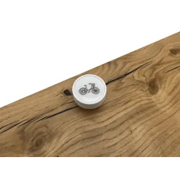 Bouton de meuble en bois ARSIA / Blanc – motif vélo