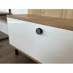 Bouton de meuble en bois ARSIA / Noir – motif treillis