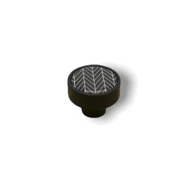 Bouton de meuble en bois ARSIA / Noir – motif sapin noir