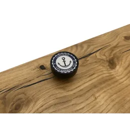 Poignée bouton en bois ARSIA / Noir – motif ancre