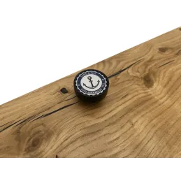 Poignée bouton en bois ARSIA / Noir – motif ancre