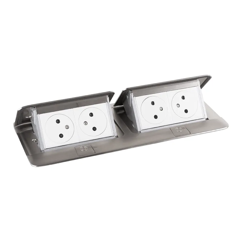 Prise électrique escamotable POP-UP double 4x230V / Acier inoxydable