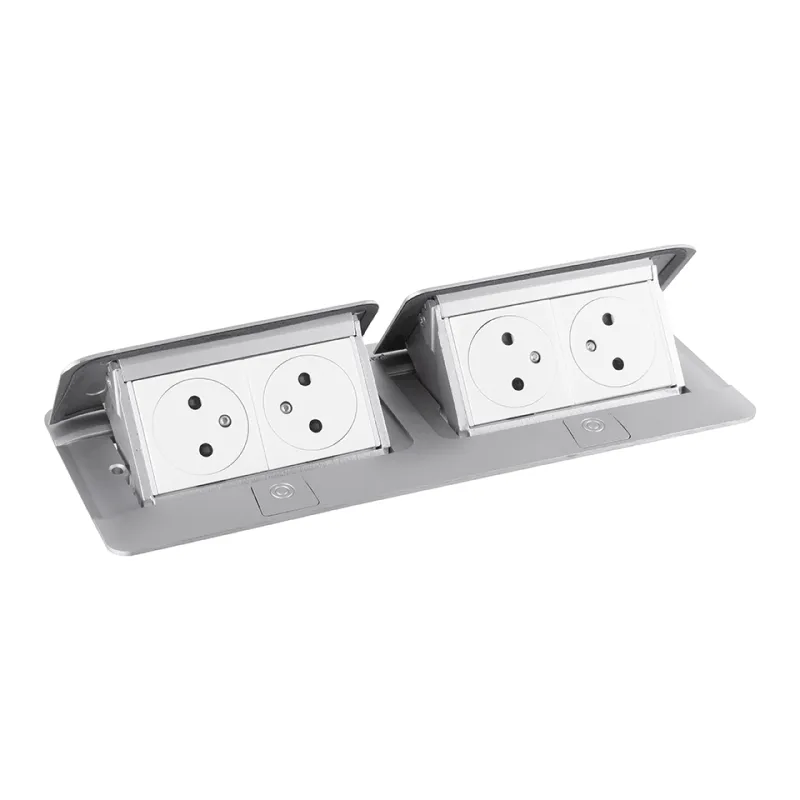 Prise électrique escamotable POP-UP double 4x230V / Aluminium