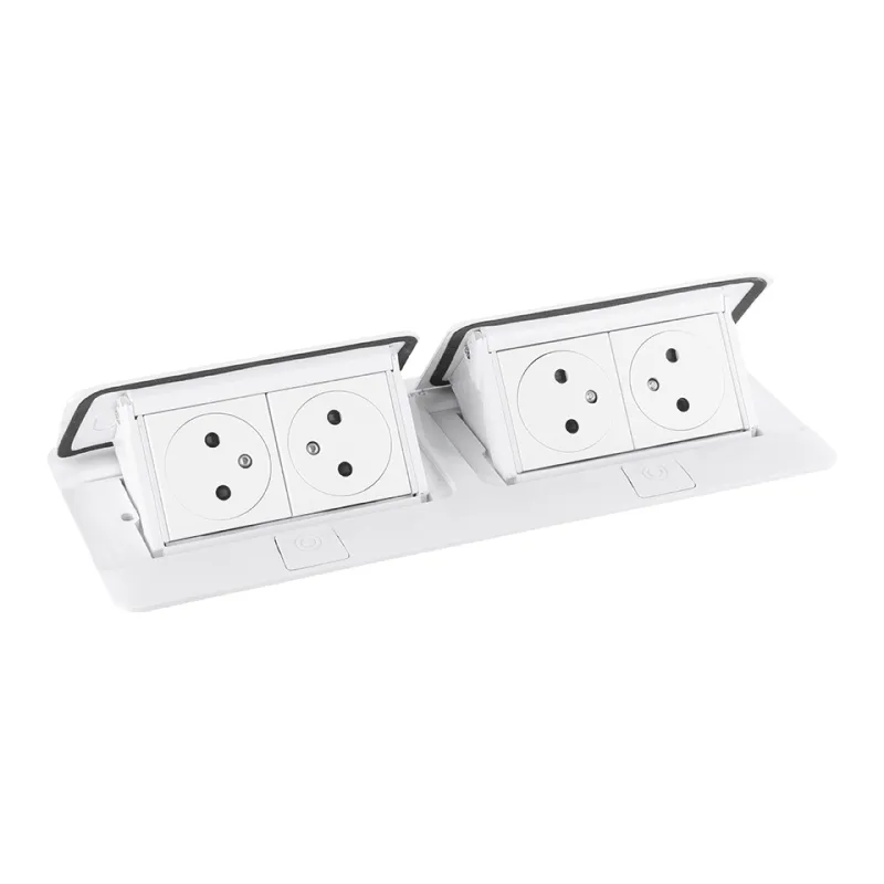Prise électrique escamotable POP-UP double 4x230V / Blanc mat