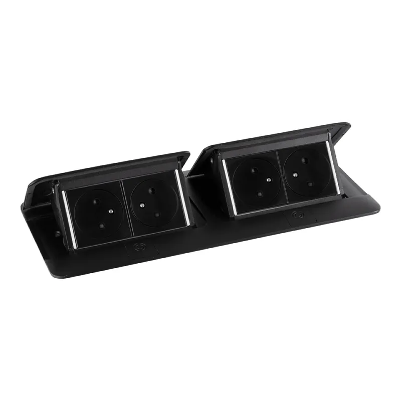 Prise électrique escamotable POP-UP double 4x230V / Noir mat
