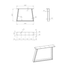 Pieds pour table de conférence MONO – paire / Noir mat