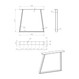 Pieds de table MONO – paire / Noir mat