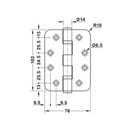 Paumelle articulée pour portes intérieures sans feuillure / Acier inoxydable noir