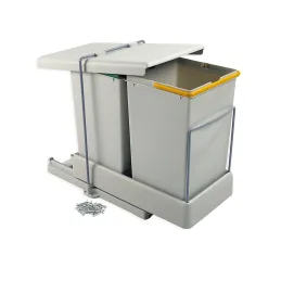 Poubelle coulissante LOTUS 2 × 14 L / Grise