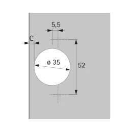 Charnière courte avec embase à 90° PERFEKT W90