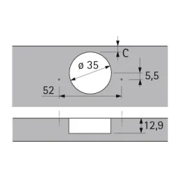 Charnière encastrée avec amortisseur pour portes épaisses 95° SENSYS / Silent system