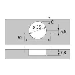 Charnière à boîtier avec amortisseur pour portes fines, ouverture à 110°, SENSYS / Silent system