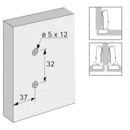 Plaque de montage pour charnières avec excentrique 3D et vis Euro HETTICH CLIP
