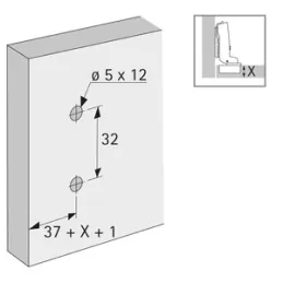 Cale pour charnières avec excentrique 3D et chevilles HETTICH CLIP