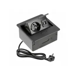 Prise électrique escamotable BOX MINI 1x230V + 2xUSB A+C / Noir
