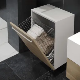 Panier à linge avec mécanisme basculant / plastique gris