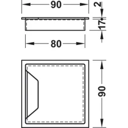 Passe-câbles en 2 parties 90 x 90 mm / Inox
