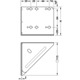 Connecteur d’angle pour lit 115 x 115 mm