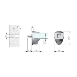 Support d’étagère en verre GEON 8–10 mm / Nickel – 10 pièces