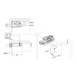 Kit de ferrures pour suspendre l’armoire 806 avec cheville / gauche + droite