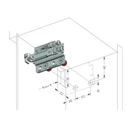Kit de ferrures pour suspendre le meuble 801 avec cheville / gauche + droite