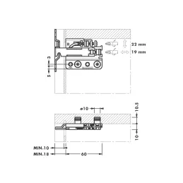 Kit de ferrures pour suspendre le meuble 801 avec cheville / gauche + droite