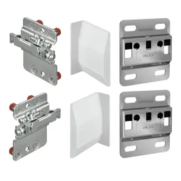 Kit de ferrures pour suspendre un meuble 807 avec cache – complet / blanc