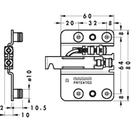 Kit de ferrures pour suspendre un meuble 807 avec cache – complet / blanc