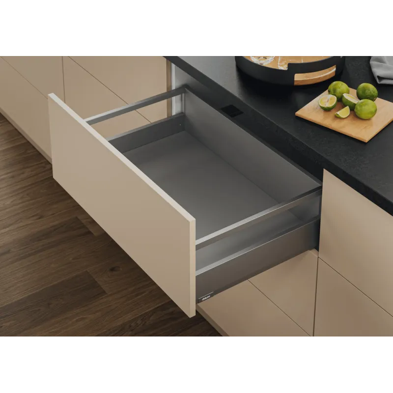 Caisson de cuisine BLUM – Merivobox « E » avec barre de séparation 40 kg / gris indium