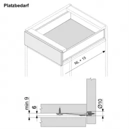 Côtés BLUM Merivobox « M » 91 mm / gris indium